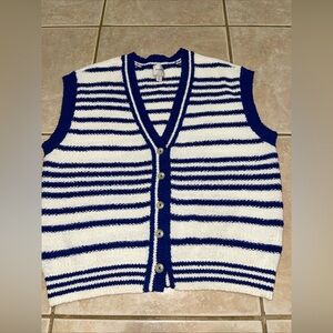 Maeve Anthro Women’s Oversized Slouchy Nautical Sweater Vest Sz M